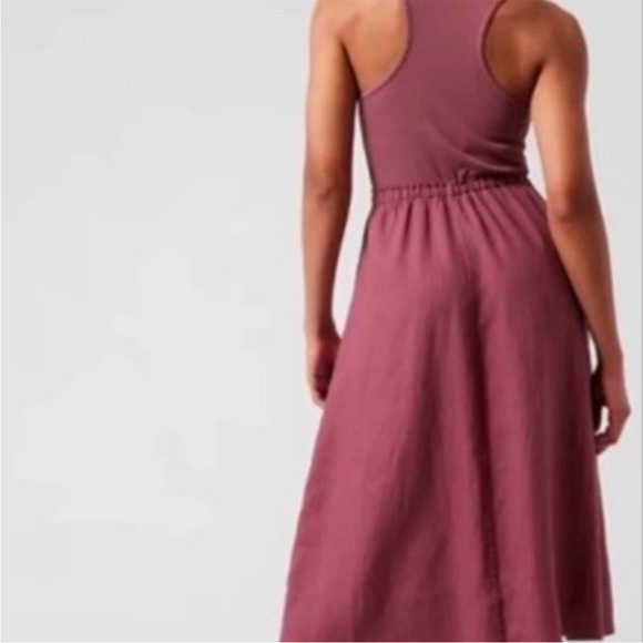 Athleta Women's Sleeveless Midi Dress Tawny Rose Baja Linen Sz S Athleisure - Picture 2 of 10